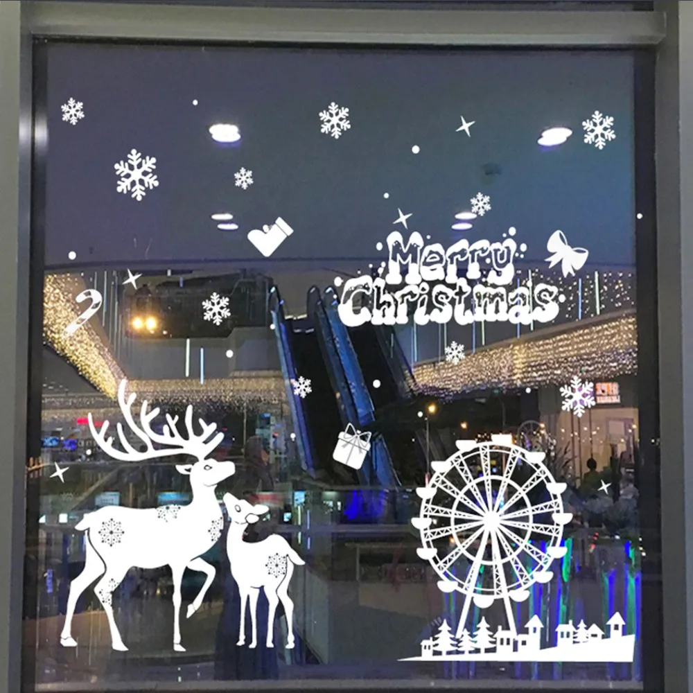 High Quality Wall Stickers Christmas Ornaments Decoration Home Living Room Snowman Socks Decal Window | Дом и сад