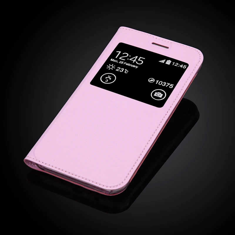 Роскошный Ультратонкий кожаный флип кейс с окошком для Samsung Galaxy J2 J200F чехол