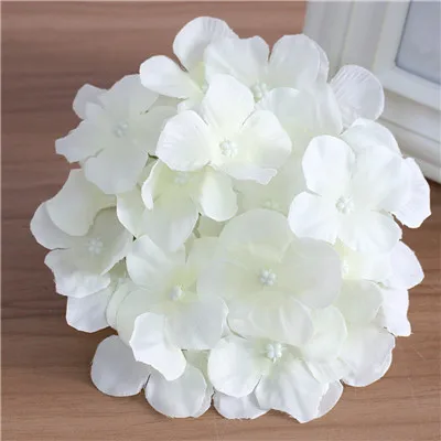White B 10 шт./лот искусственная шелковая Гортензия Цветок голова дома дисплей цветочный головной убор костюм Искусственный цветок для свадьбы фотографии DIY реквизит - Цвет: White B