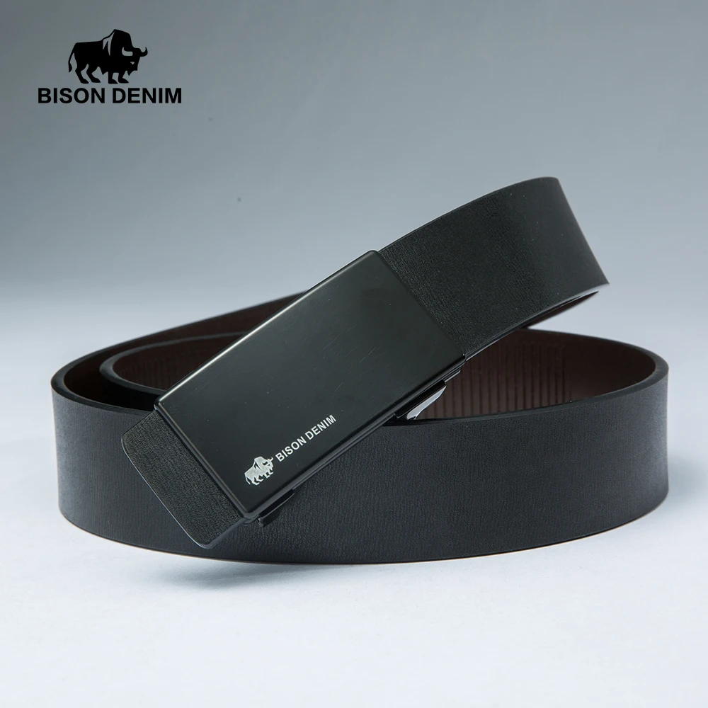 BISON DENIM, мужской ремень, автоматические ремни, натуральная кожа, мужской ремень, ширина 3,2 см, Воловья кожа, мужские Брендовые джинсовые ремни, ремень N71349