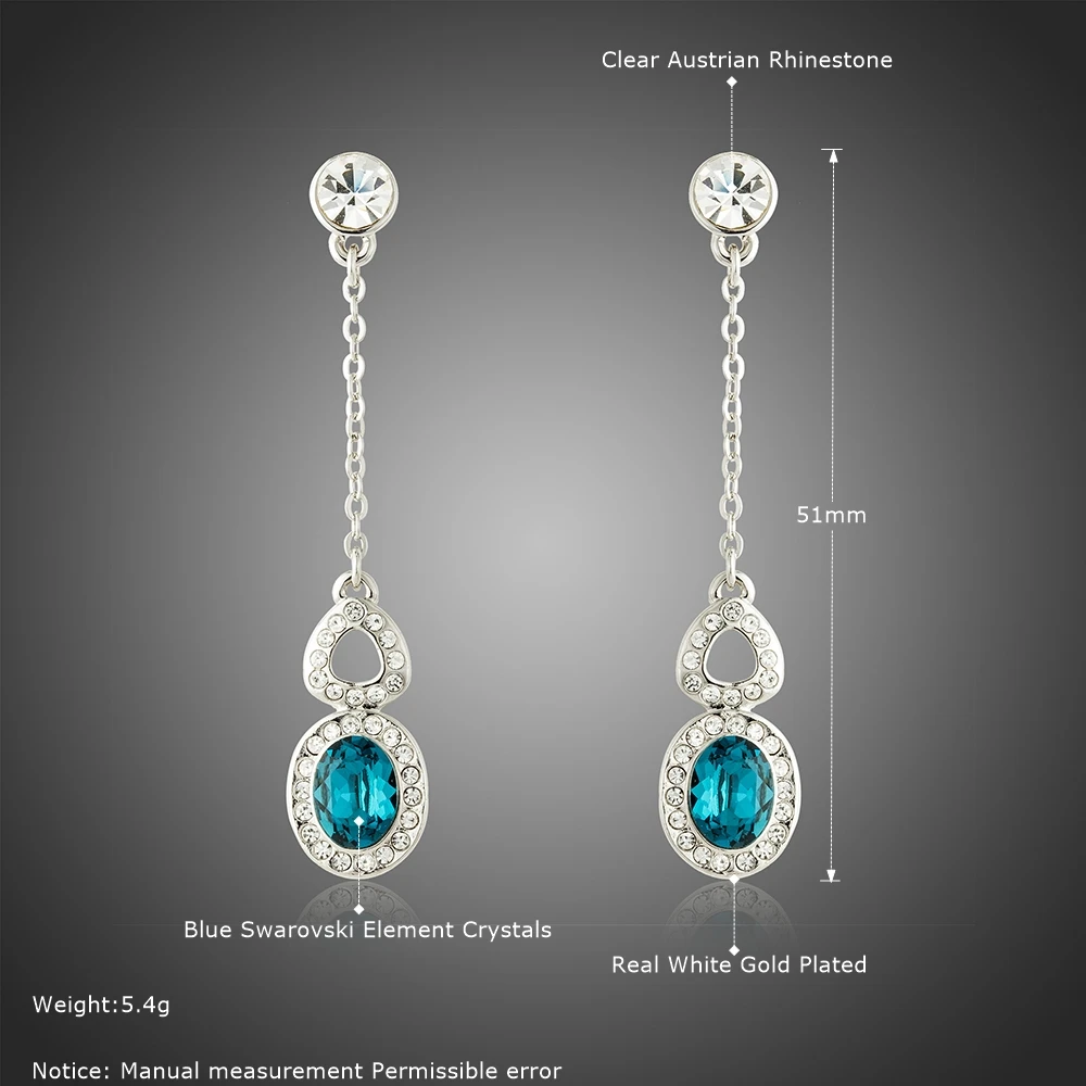 Женские длинные висячие серьги капельки AZORA белые и золотистые с австрийскими