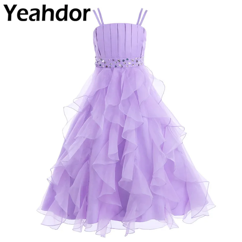 Детское платье на бретельках для девочек из органзы торжеств и свадебной