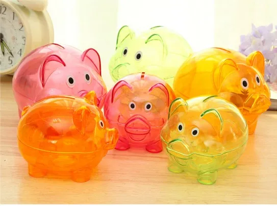 1PC Lovely Coin Piggy Bank Transparent Pig Money Box 10*7*8cm Saving Moneybox Gifts For Kid OK 0316 | Дом и сад