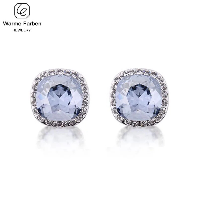 Фирма Warme Farben, хорошее ювелирное изделие, женские серьги с кристаллами Swarovski, инкрустированные цирконием, квадратные Кристальные серьги-гвоздики, женские серьги