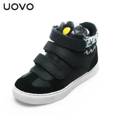 BLACK Uovo осень обувь для детей Для мальчиков и девочек спортивная обувь 3 крючок и петлю детская обувь Высокое качество модные кроссовки для детей - Цвет: BLACK