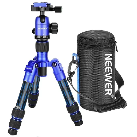 Blue Neewer T350C Настольный красный штатив из углеродного волокна 20 дюймов/50 см с шаровой головкой 360 градусов, 1/4 дюймов Сумка для быстрой обуви - Цвет: Blue