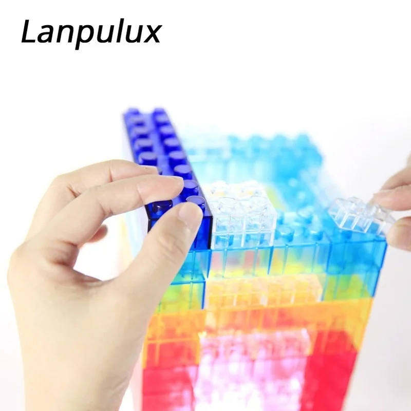 Lanpulux красочные строительные блоки светодиодная игрушка Сделай Сам детская