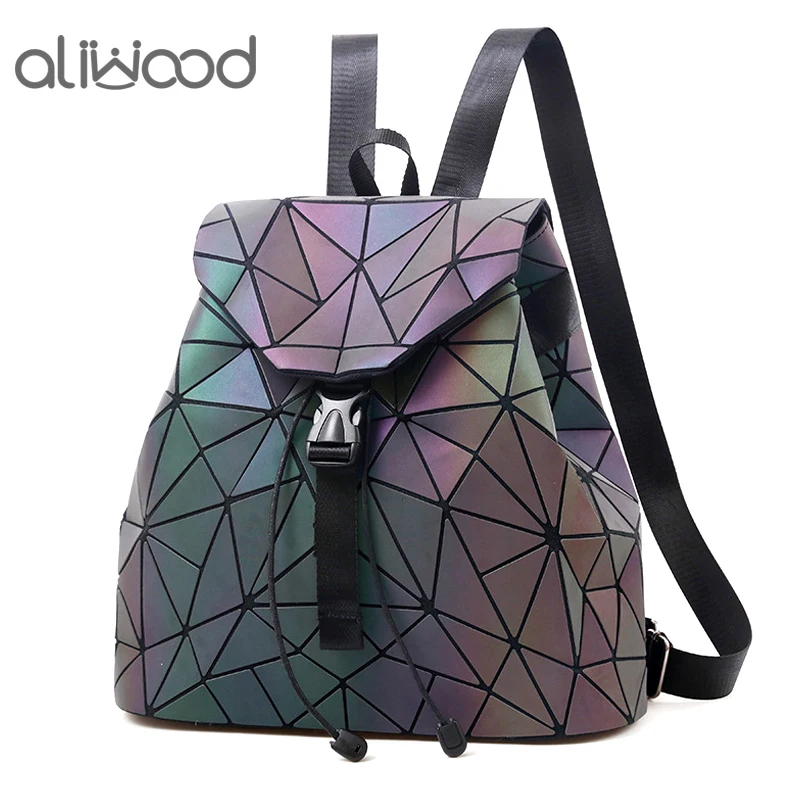 

aliwood Famous Brand Luminous Diamond Female Backpack School bag for Women Travel Geometric Backpacks For Teenage Girls Mochila