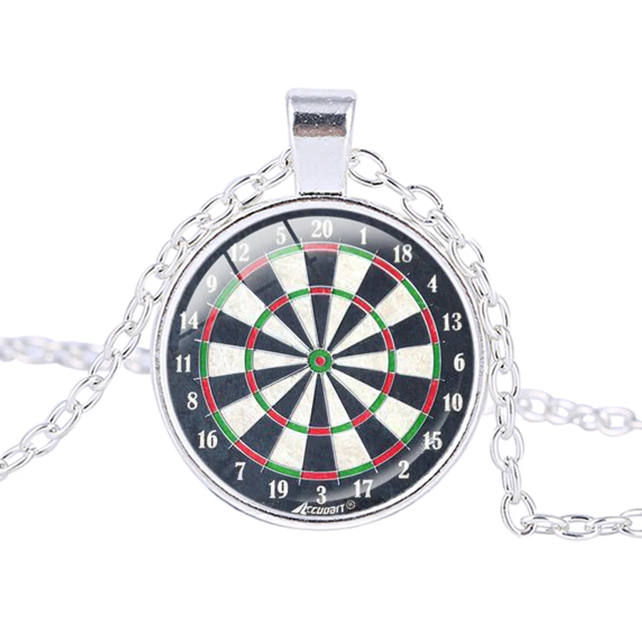 Винтажное Dartboard Черное Красное Ожерелье Ювелирная подвеска с мишенью для игры в