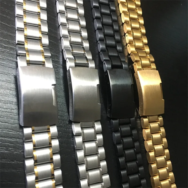 Stainless Steel Wristwatch Band For Men Women Watches Bands Straps 14mm 16mm 18mm 19mm 20mm 21mm 22mm 24mm 26mm Universal strap