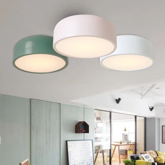 

Modern Simple Round Colourful LED Ceiling Light Macarons Art Ceiling Mounted Lamp For Kitchen Bedroom Foyer Children's Room