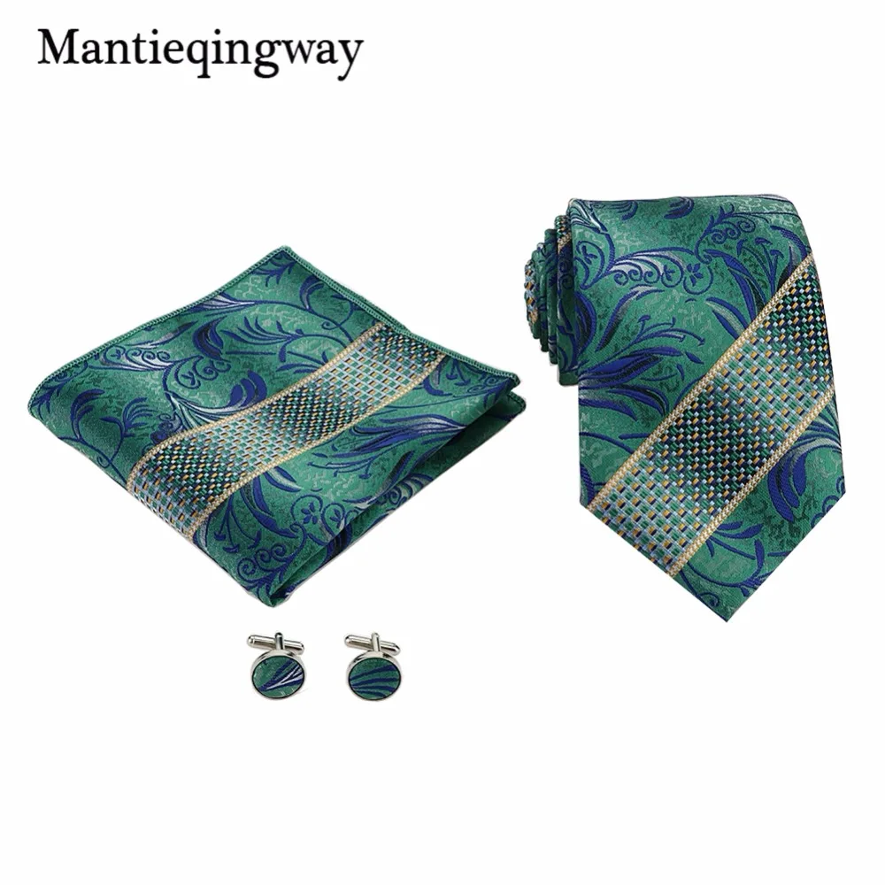 Mantieqingway 20 цветов галстук Hanky запонки наборы для мужчин полиэстер Пейсли Цветочные шеи галстук мужской, карманный, квадратный платок