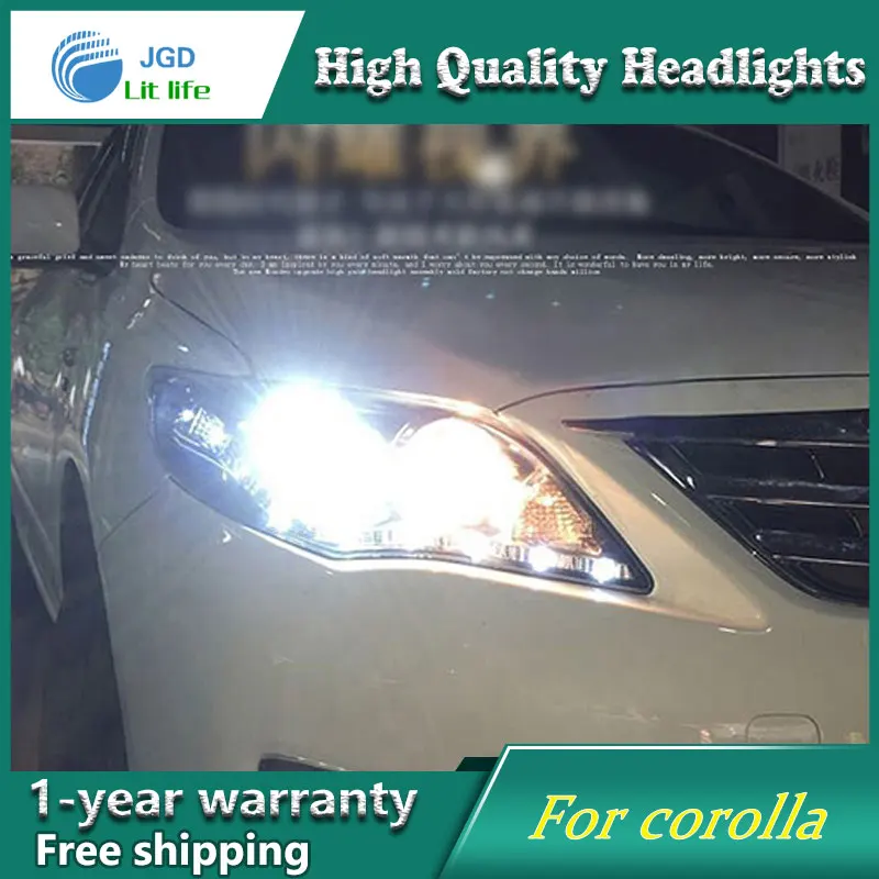 Бесплатная доставка фары для Toyota corolla 2011-2013 Светодиодный ная балка фара DRL H7