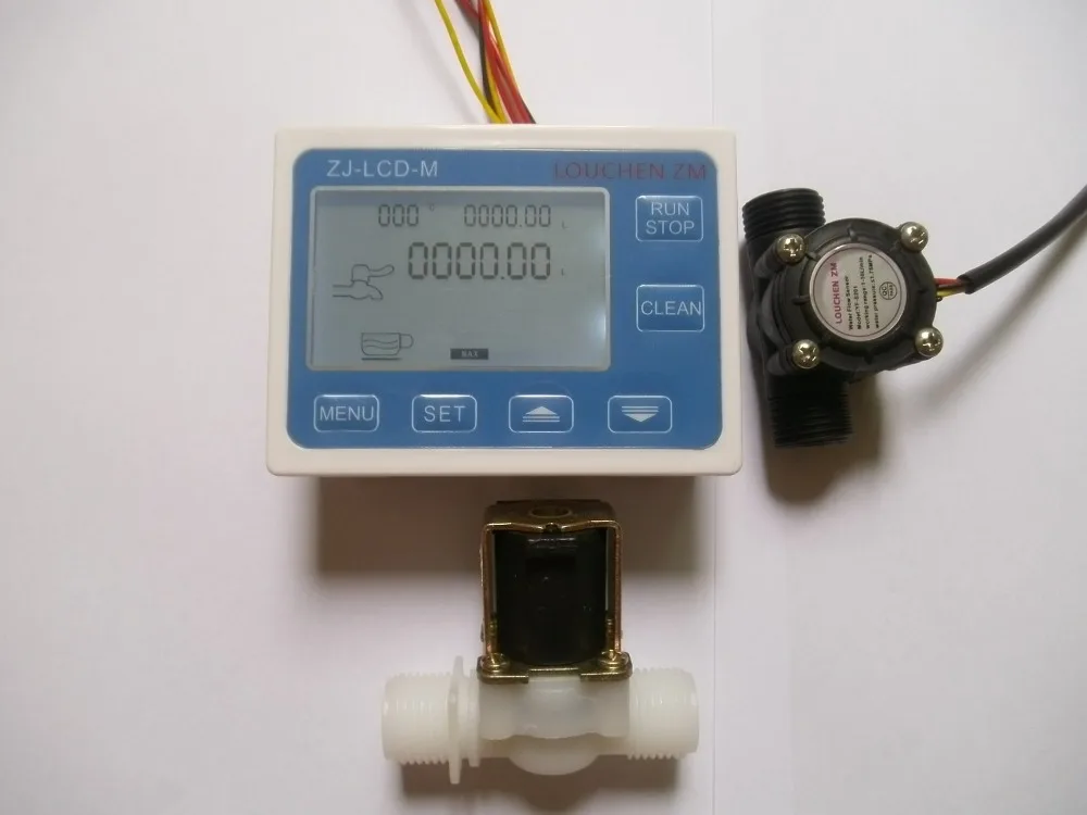 Fluxo de Água Solenóide + Sensor Medidor de Vazão Lcd + Medidor de Válvula Controle Display g1 – 2