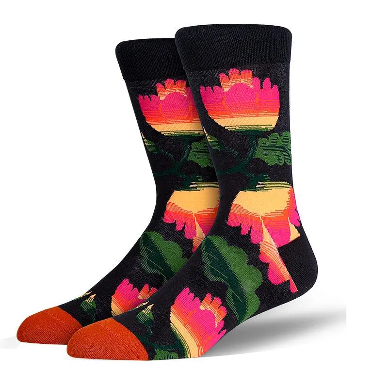 Модные женские носки с цветочным узором, длинные носки без пятки, унисекс, носки с изображением животных и цветов, носки для деловых женщин