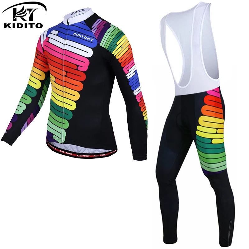 Jersey and Bib Pants KIDITOKT зимний термальный флисовый комплект для велоспорта, сохраняющий тепло, велосипедная Одежда MTB Одежда для езды на велосипеде Ropa Ciclismo - Цвет: Jersey and Bib Pants