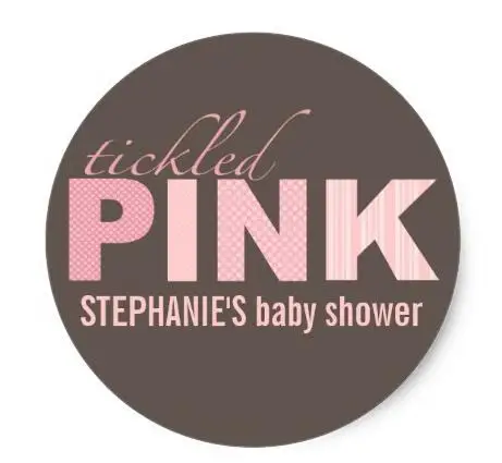 

1.5inch Tickled Pink Baby Girl Modern Baby Shower Sticker