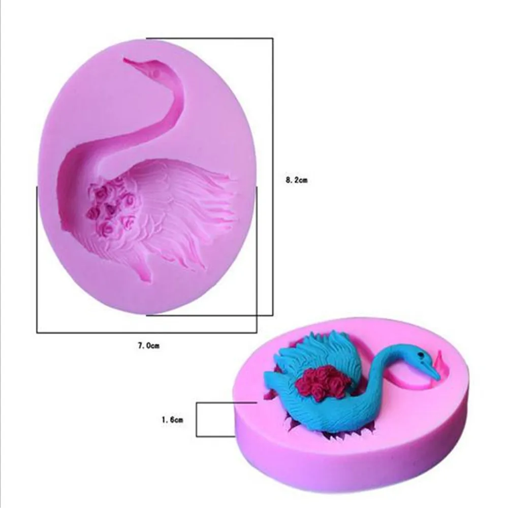 Украшение для торта прекрасные благородные крылья лебедя с розой 3D форма выпечки