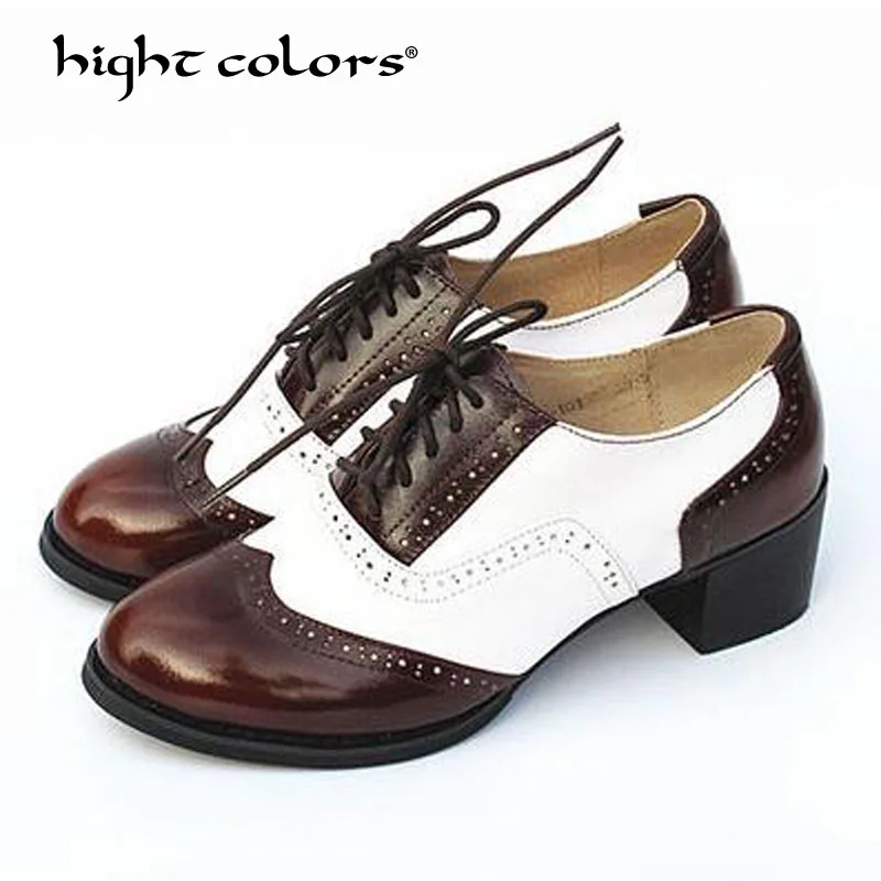 Винтажные женские оксфорды в британском стиле 100% туфли на плоской подошве из