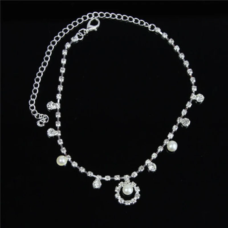 Серебряный Диамант искусственный жемчуг горный хрусталь Регулируемый браслет