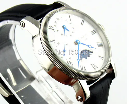 Роскошный рельефный белый циферблат parnis42мм с римскими цифрами GMT Механические