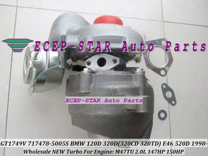 Турбокомпрессор GT1749V 717478 5006S 0004 для BMW 120D 320D 320CD 320TD E46 520D 1998 M47TU 2.0L D 147HP 150HP|turbocharger