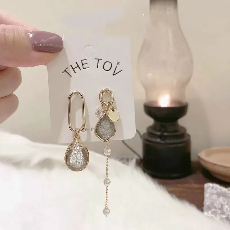 Новинка 2019 женские серьги подвески из сплава корейские серые с длинными