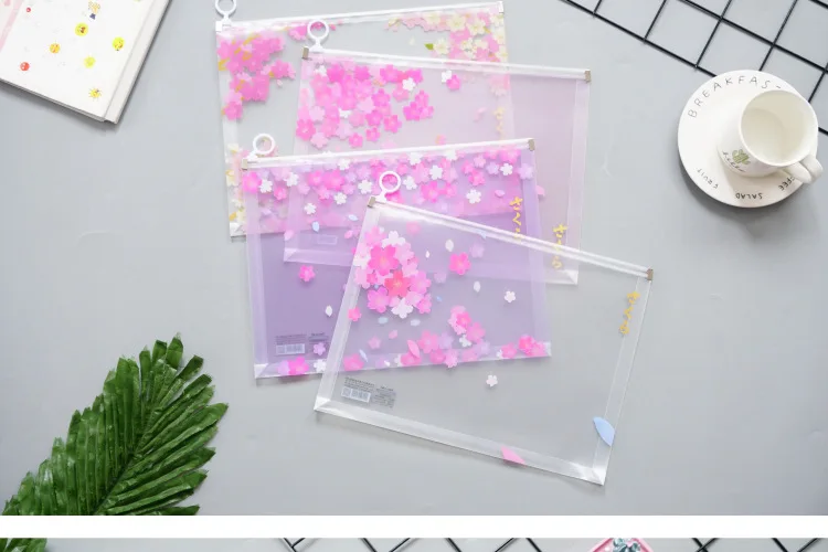 Cherry Blossom серия A4 прозрачная абразивная Сумка-файл для документов, сумка, папка, канцелярские принадлежности