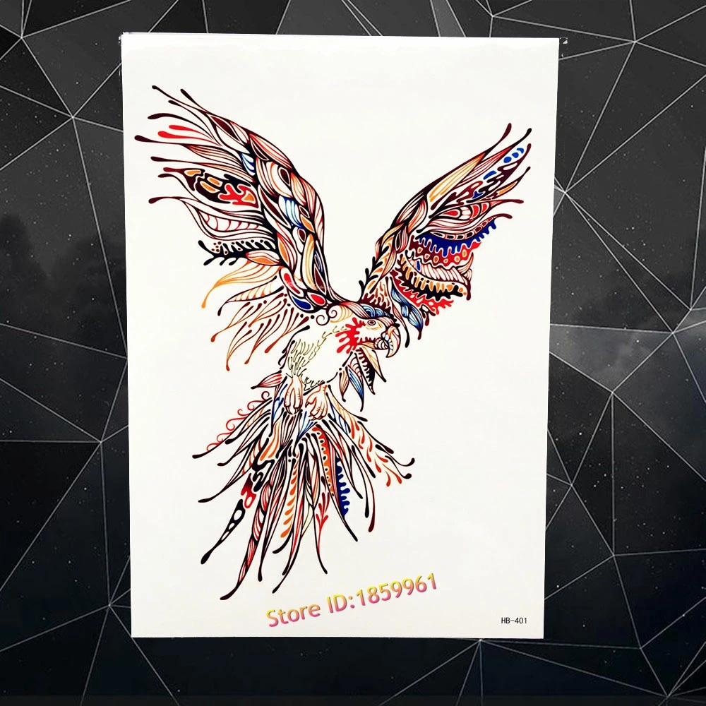

Новый Красочный боди-арт Flash временная татуировка наклейка храбрости Летающий орел попугай ястреб дизайн водонепроницаемый рукав для тату...