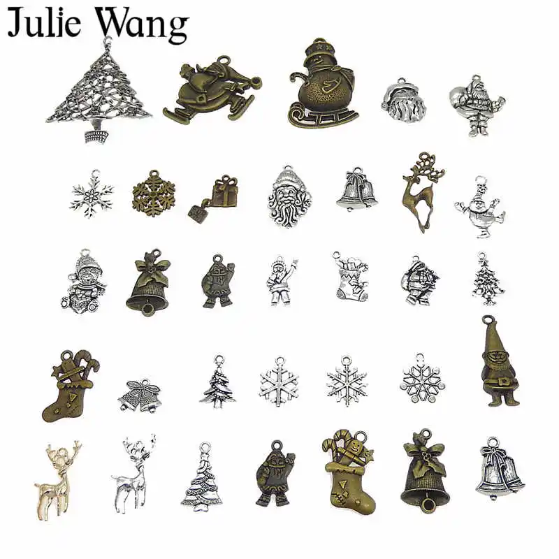 Джюли Ванг 30 шт. произвольно микс сплав античные цвета Колокольчик для елки оленя
