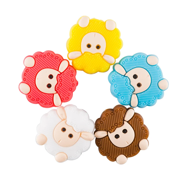Sheep random 5 шт., силиконовые бусины, овечки, Мультяшные животные, Детские Прорезыватели, аксессуары для самостоятельного изготовления, детские товары, прорезыватели, ожерелье, пищевой силиконовый Прорезыватель - Цвет: Sheep random