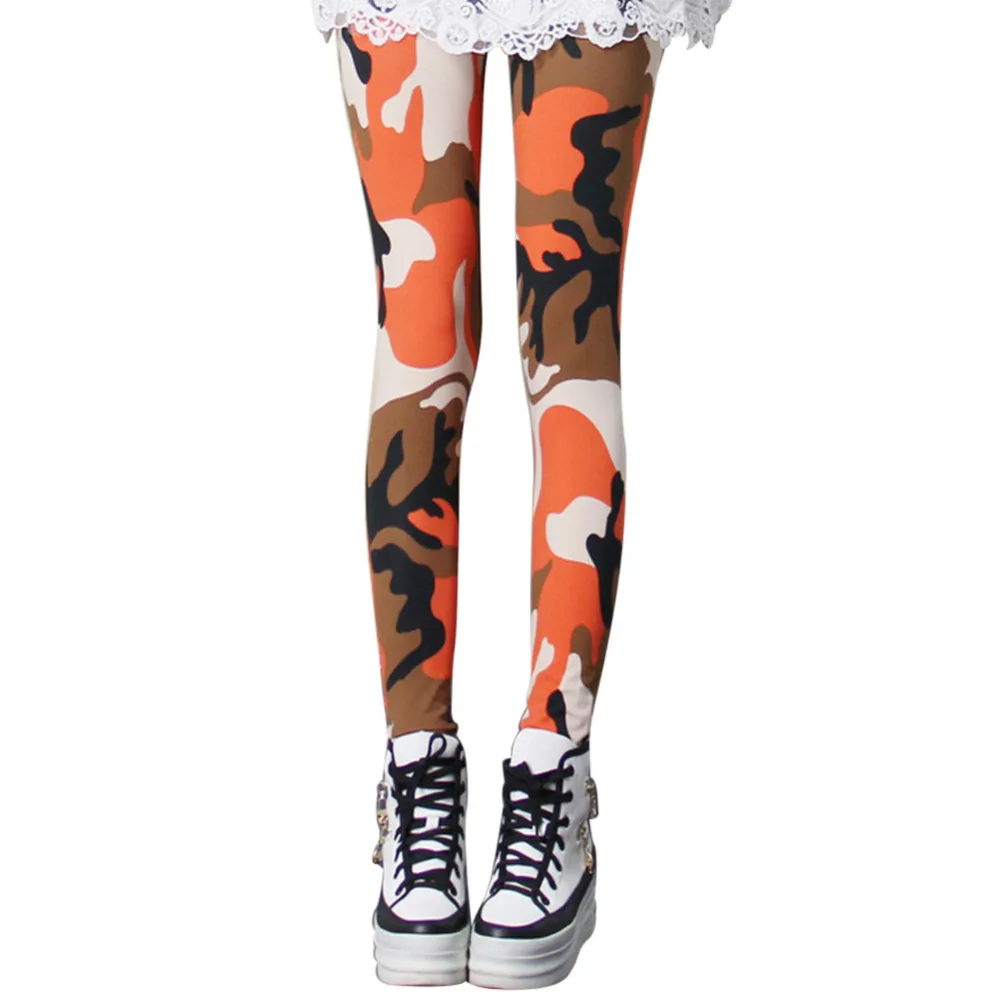 Летние женские леггинсы 2016 камуфляжные штаны из 100% хлопка эластичные в