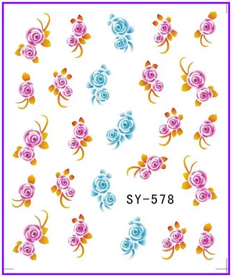 6 упак./лот блестящая водная наклейка наклейки для ногтей цветочные капельки