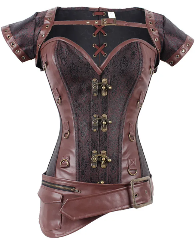 Сексуальная ретро женское белье женщины стали костяком Overbust готический корсет