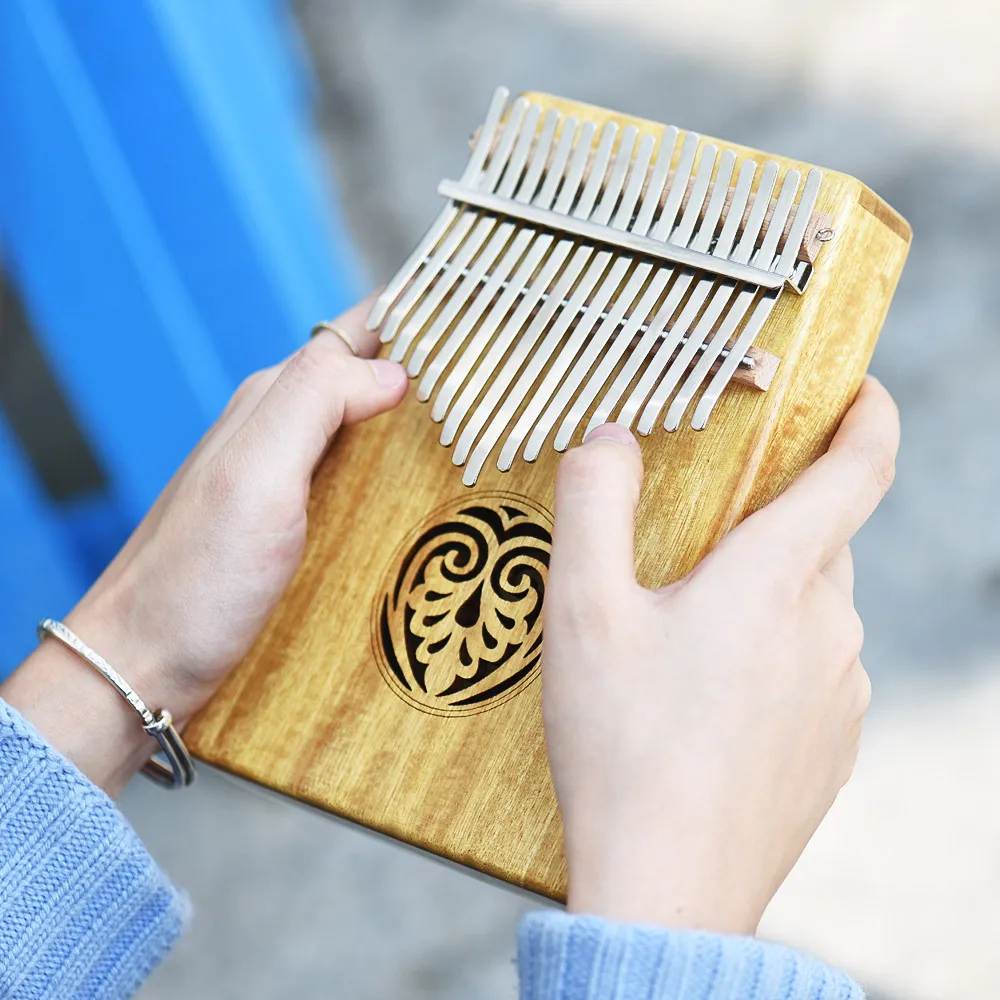 Ампулы Kalimba Mbira игрушечное пианино Sanza 17 клавиш из цельного дерева палец