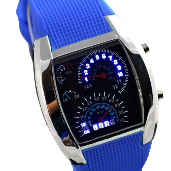 Men Military LED Backlight Digital Quartz Wristwatch Sports Watch Rubber Band Adjustable Brightness NR-shipping