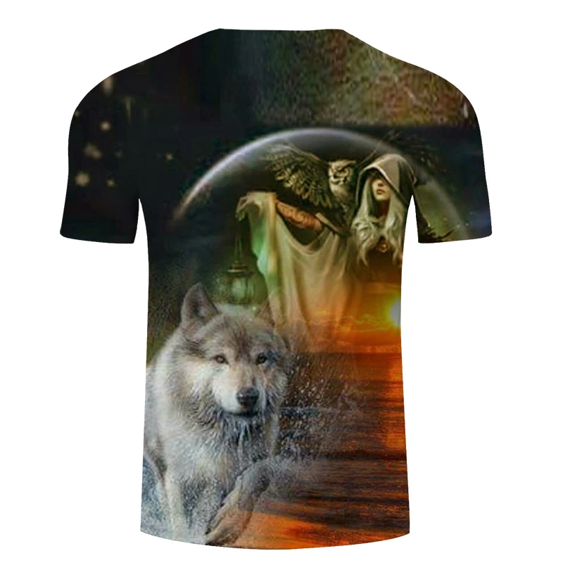 Sunrize 3D футболка забавная сова мужская с волком женская аниме топы Streatwear Camiseta