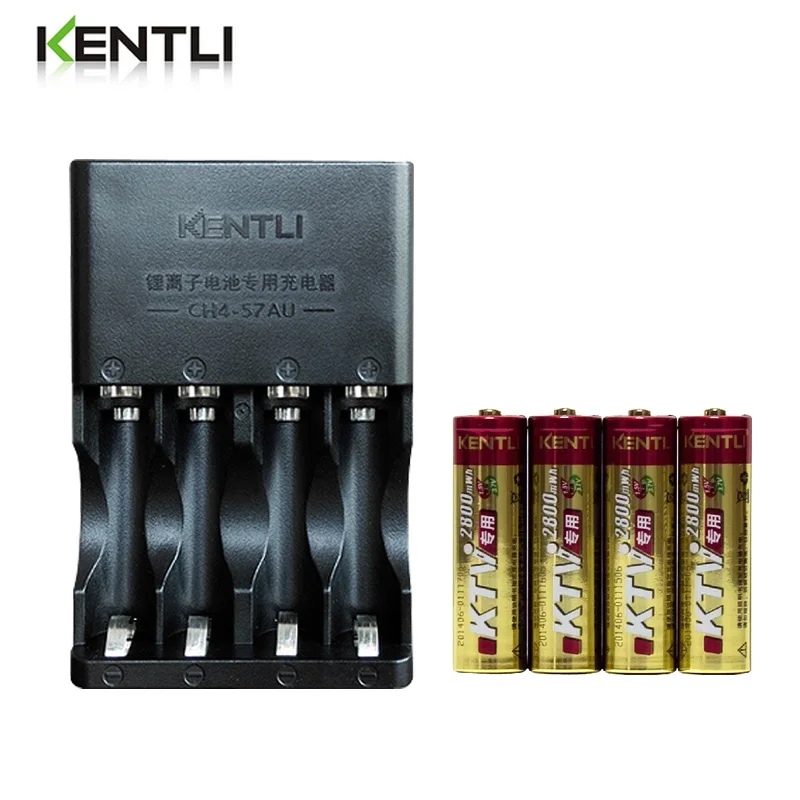 4 шт. KENTLI 1 5 В AA 2800mWh перезаряжаемые литиевые батареи микрофон аккумуляторная