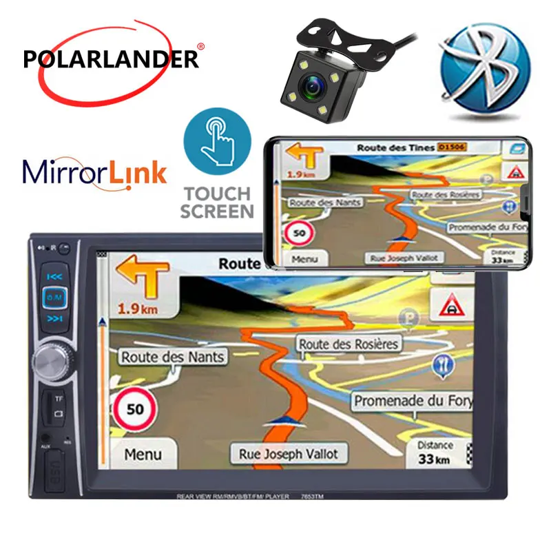 Автомагнитола с сенсорным экраном 6 дюйма HD 2 Din MP5 MP4 Player мобильный телефон