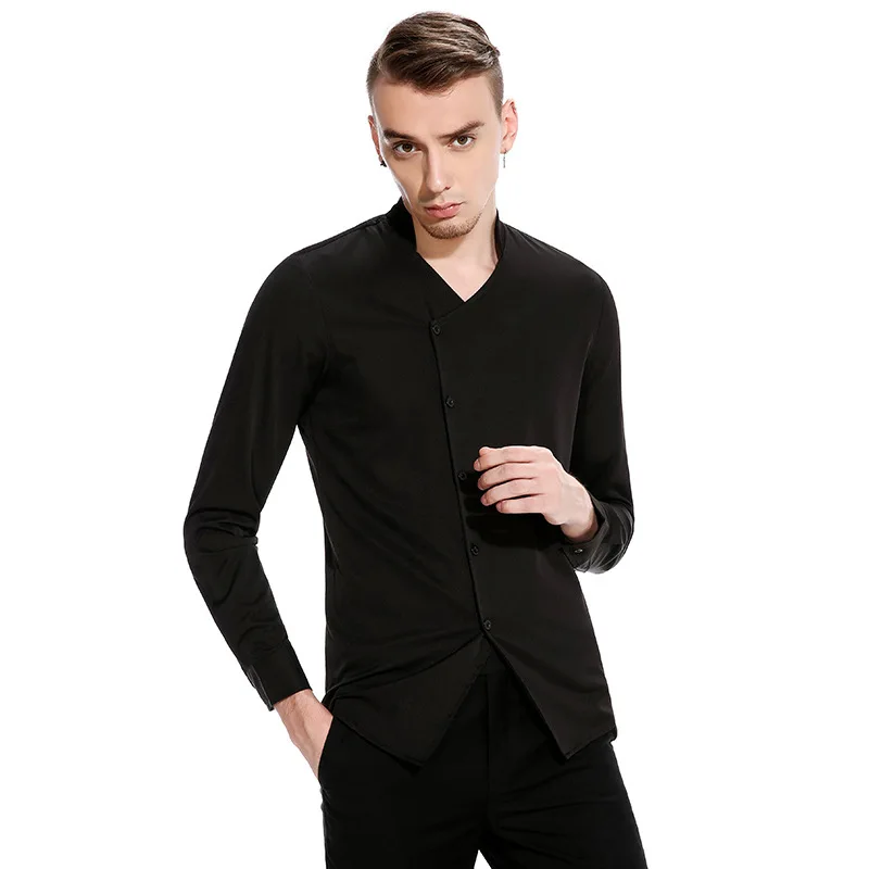 Для мужчин рубашка 2018 осень smart casual воротник рубашки зима новый косой двери