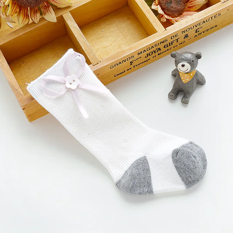 Модные детские носочки Гольфы с бантиками для маленьких девочек хлопковые