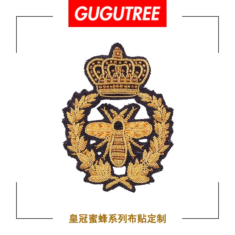 GUGUTREE индийская шелковая вышивка корона уши рисовый якорь искусственное Лев