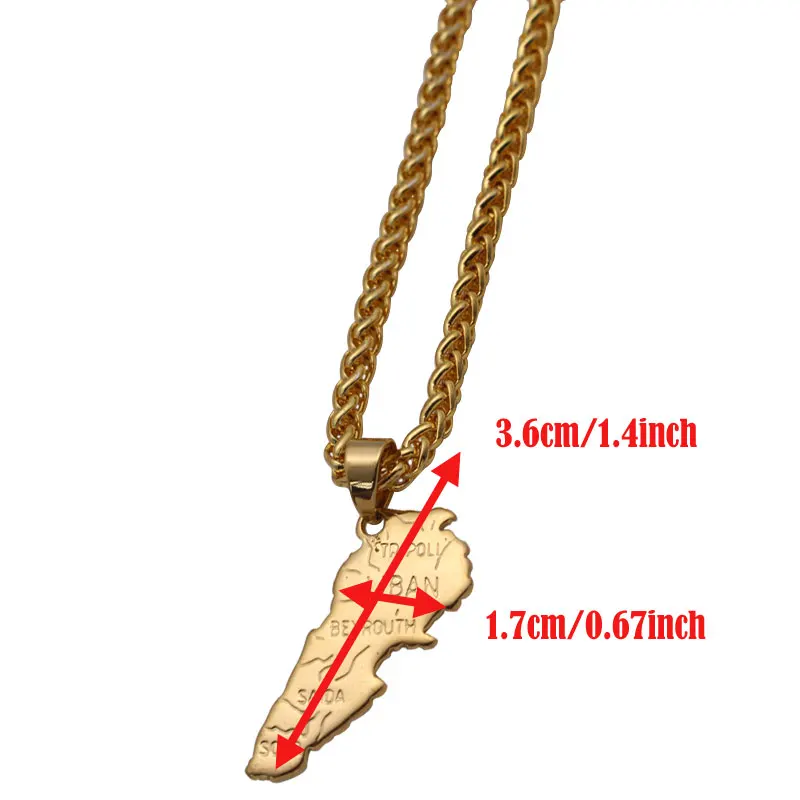 Lebanon stainless steel pendant necklace country map jewelry | Украшения и аксессуары
