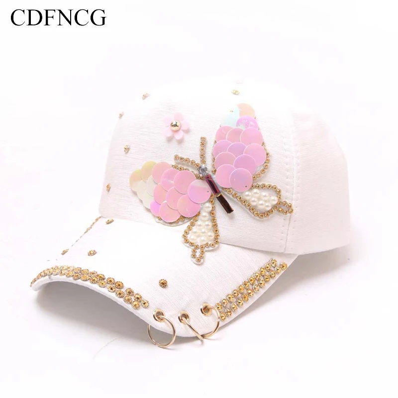 2019 летняя поп бейсболка Snapback железное кольцо циркон цветок бабочка солнце папа