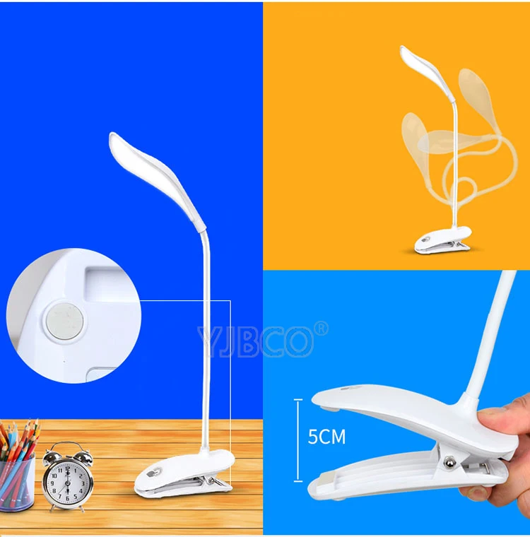 Длительная мощность настольная лампа USB 20 светодиодный с зажимом для чтения