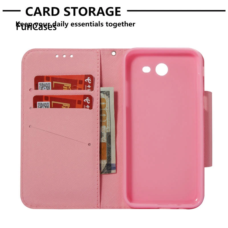 Large Magnet Button Phone Case For Samsung Galaxy J3 Eclipse V 2017 PU Leather Covers SM-J327VPP Full Housing Cases | Мобильные