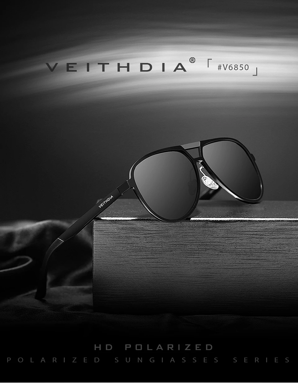 Бренд VEITHDIA, мужские солнцезащитные очки с алюминиево-магниевым покрытием, поляризационные, UV400, линзы, аксессуары, мужские солнцезащитные очки для мужчин/женщин, VT6850