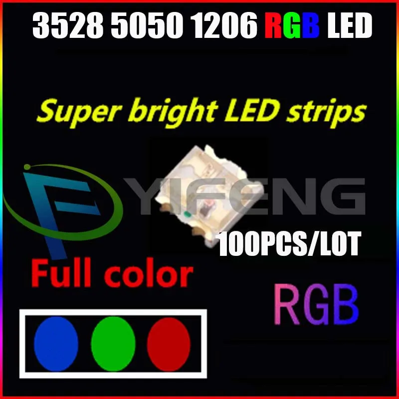 100pcs SMD светодиодный RGB лазерный диод 3528 5050 1206 RGB светодиодный Alto Brilho многоцветный тока диода RGB светодиодный-диод Яркость SMD СВЕТОДИОДНЫЙ 4Pin красного, зеленого и синего цвета