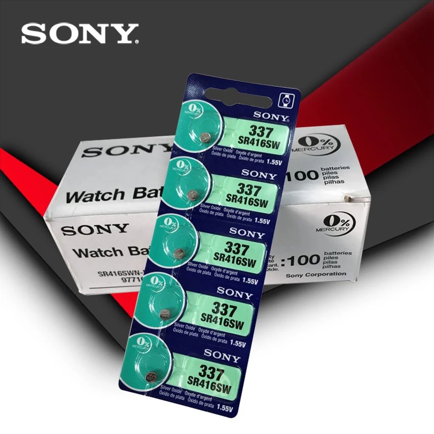 10 шт. sony 337 SR416SW 1,55 в оксид серебра часы батарея SR416SW 337 Кнопка монетница Сделано в Японии