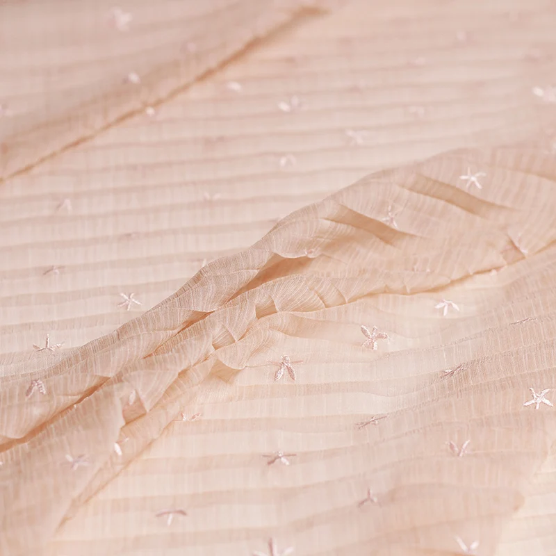 Перламутровые Шелковые Розовые жаккардовые переплетения звезды сто складки